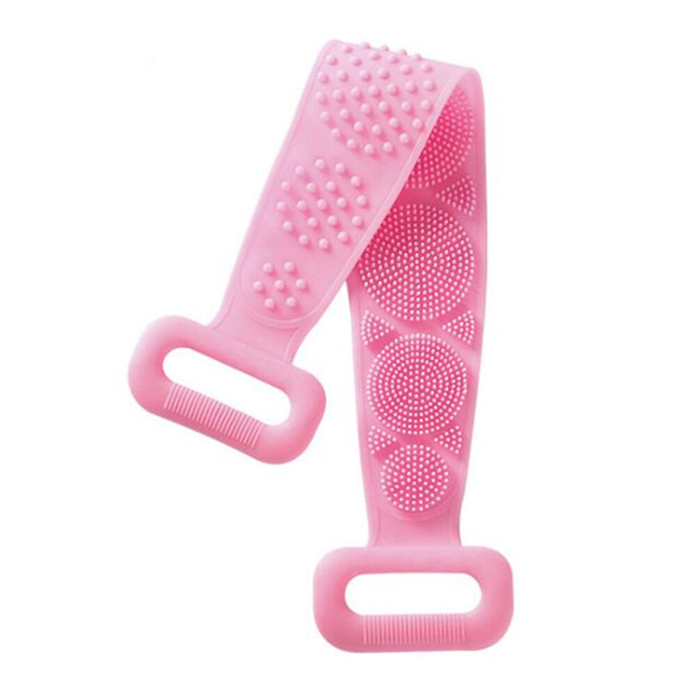 Silicone Bath Towel Rub Body Brush Shower Pull Back Strip Scrubber Exfoliating