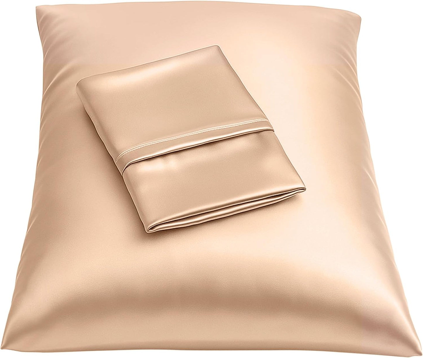 Satin Pillowcase with Zipper, for Hair and Skin Care, Feels Soft and Cool like a Silk Pillowcase, Satin Pillow Cases 2 Pack, Slik Pillow Cover, Baby Blue - Standard Size, Set of 2