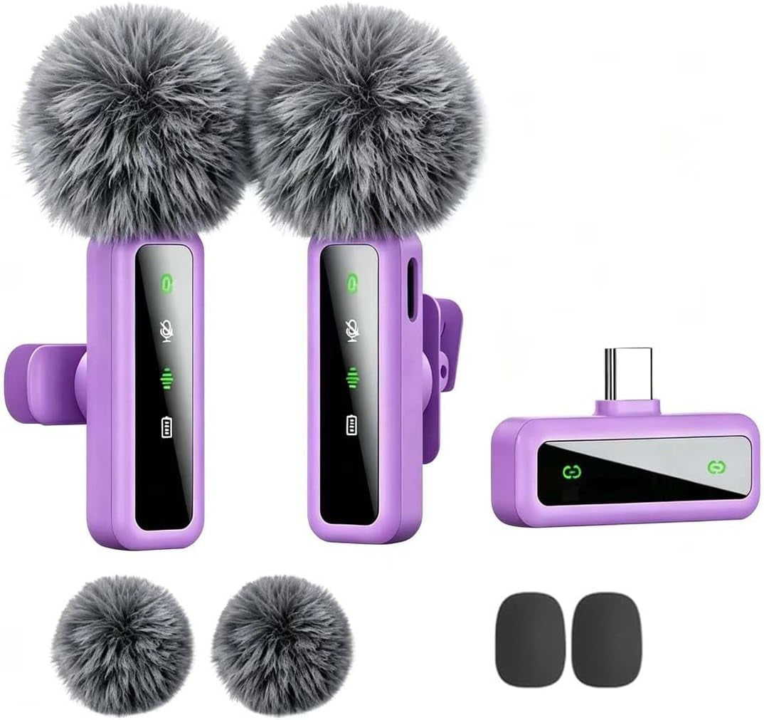 Wireless Lavalier Microphone for Iphone - Ipad, Android Phone Computer, Mini Microphone for Live Streaming, Video Recording, Outdoor or Indoor Interviews, Youtube, Tiktok, Vlog (Black)