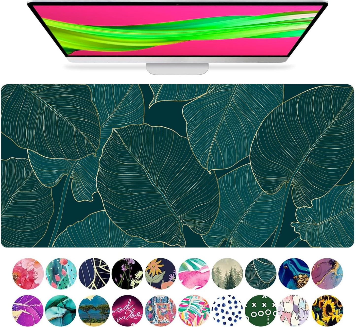 Large Mouse Pad Desk Mat 15" X 30" – Extended Floral Desk Protector for Keyboard & Mouse – Non-Slip Waterproof Cute Office Pad Aesthetic Workstation Mat