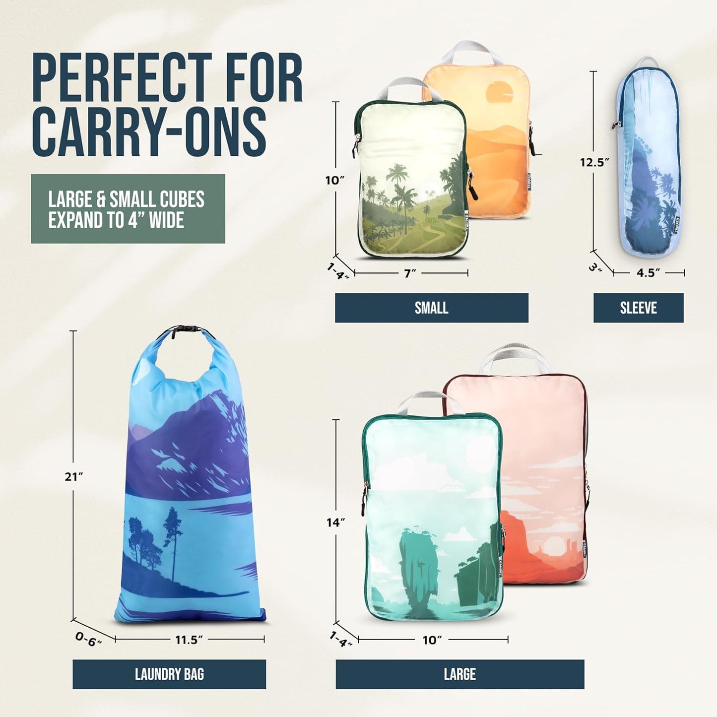 Compression Packing Cubes for Travel, 6-Piece Lightweight Packing Cubes Set for Carry-On Luggage & Backpacks –  (Getaways)