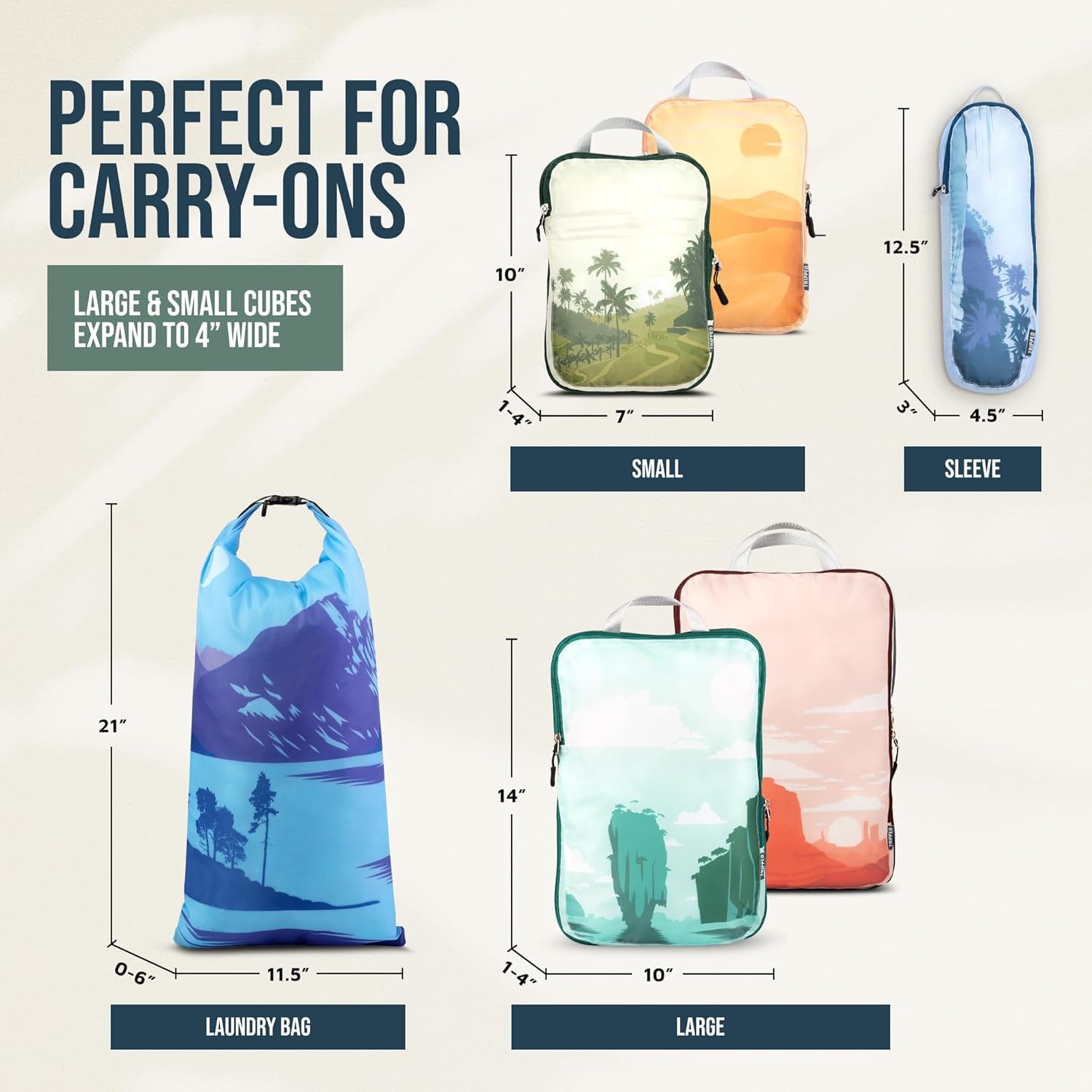 Compression Packing Cubes for Travel, 6-Piece Lightweight Packing Cubes Set for Carry-On Luggage & Backpacks –  (Getaways)